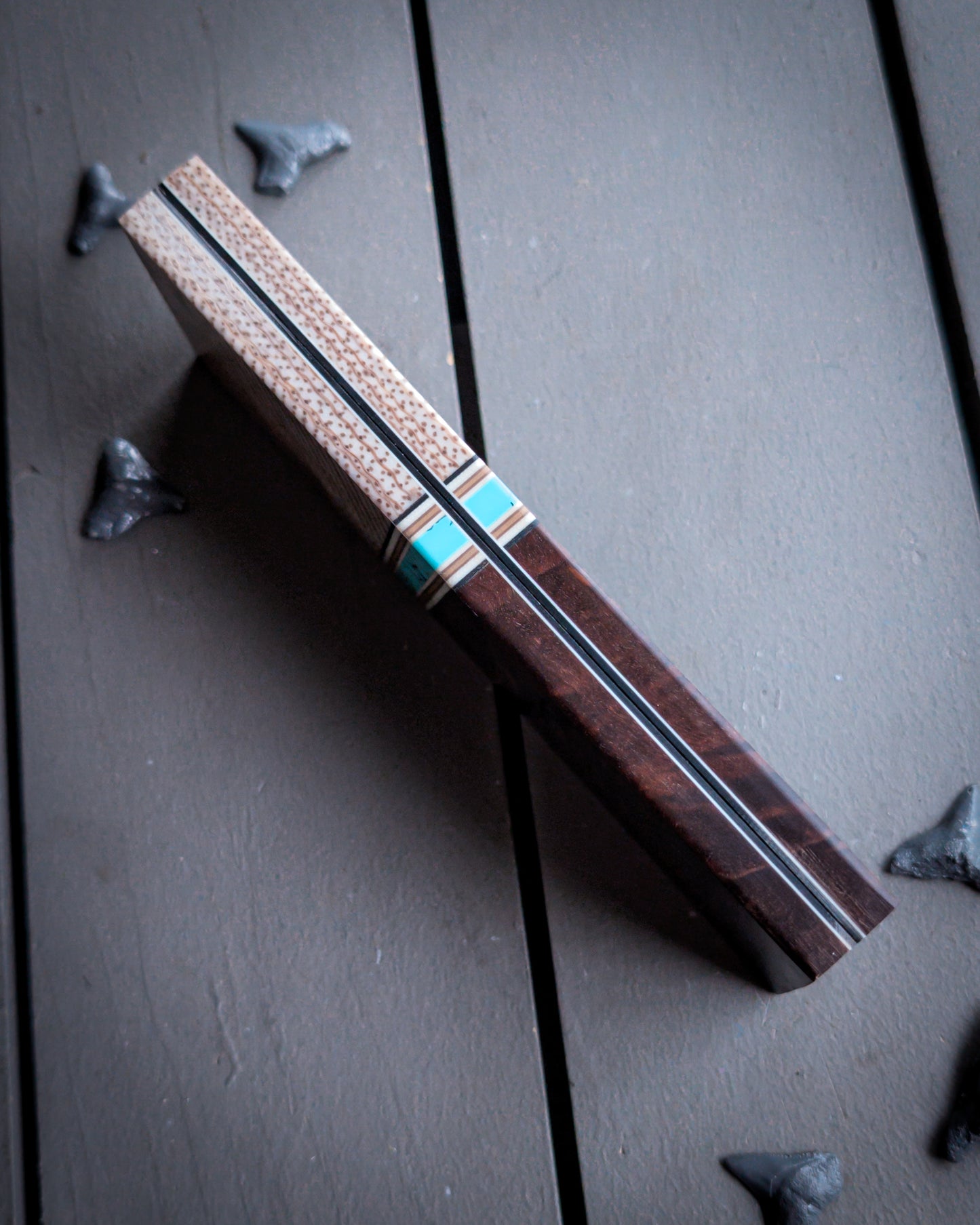 Dark Scribe in Teal - Combo Knife Scales