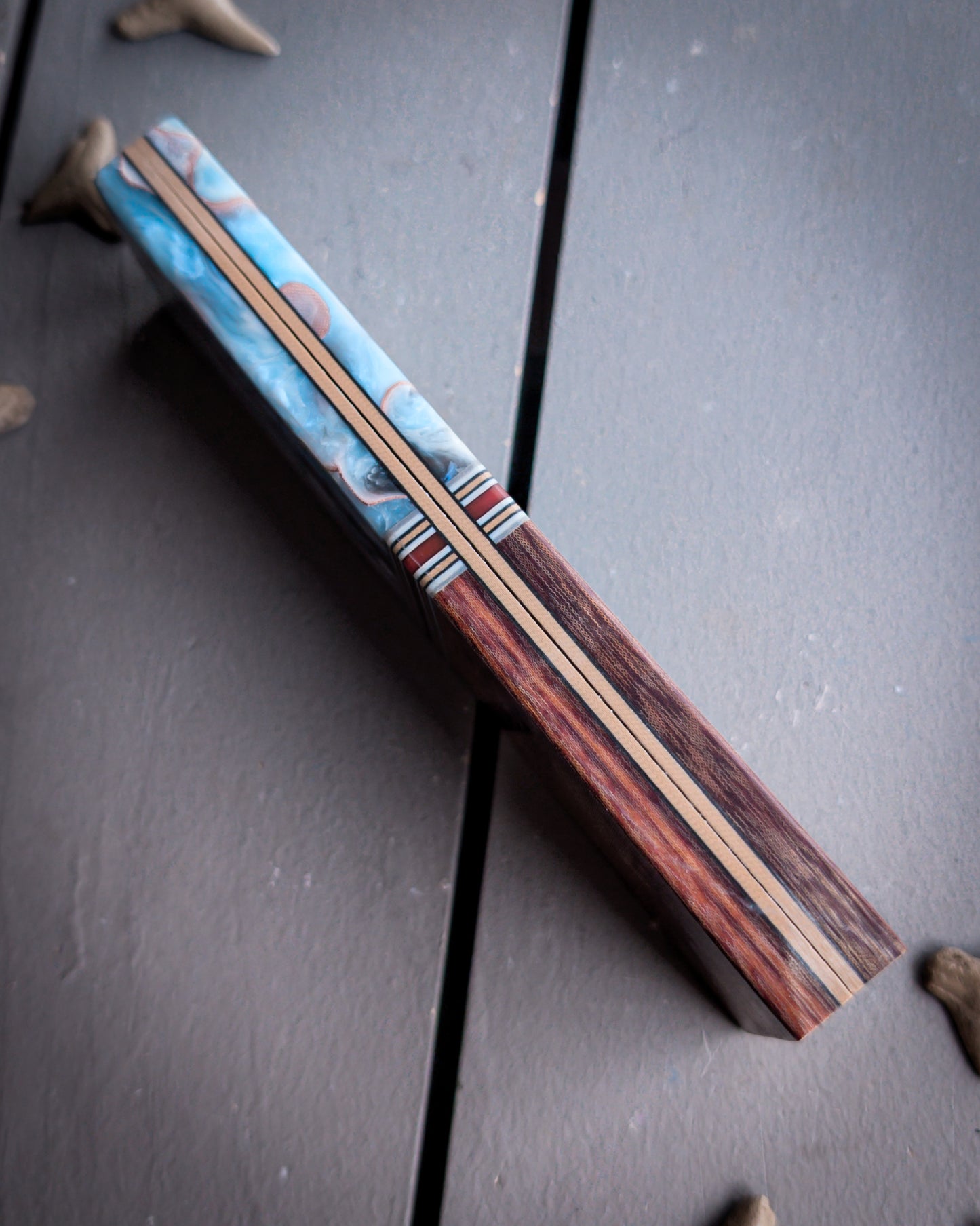 Blue Whiskey Barrel - Segmented Knife Scales