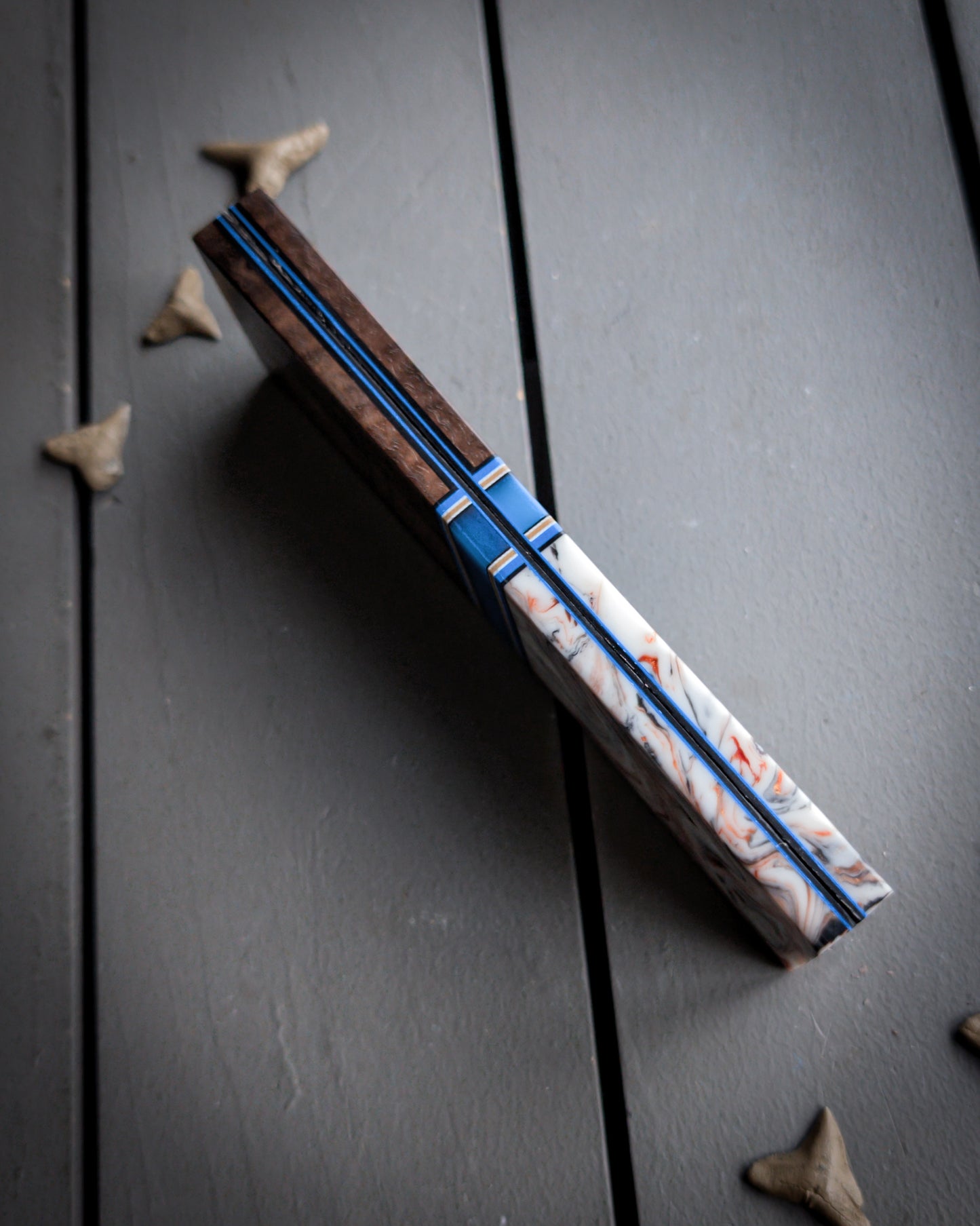 White Copper Storm - Segmented Knife Scales