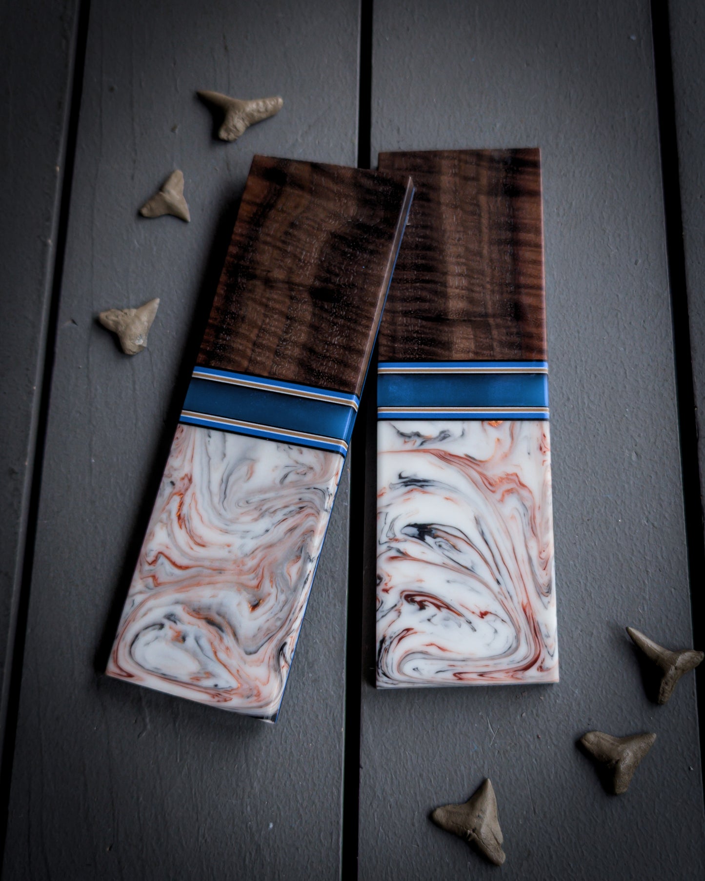 White Copper Storm - Segmented Knife Scales