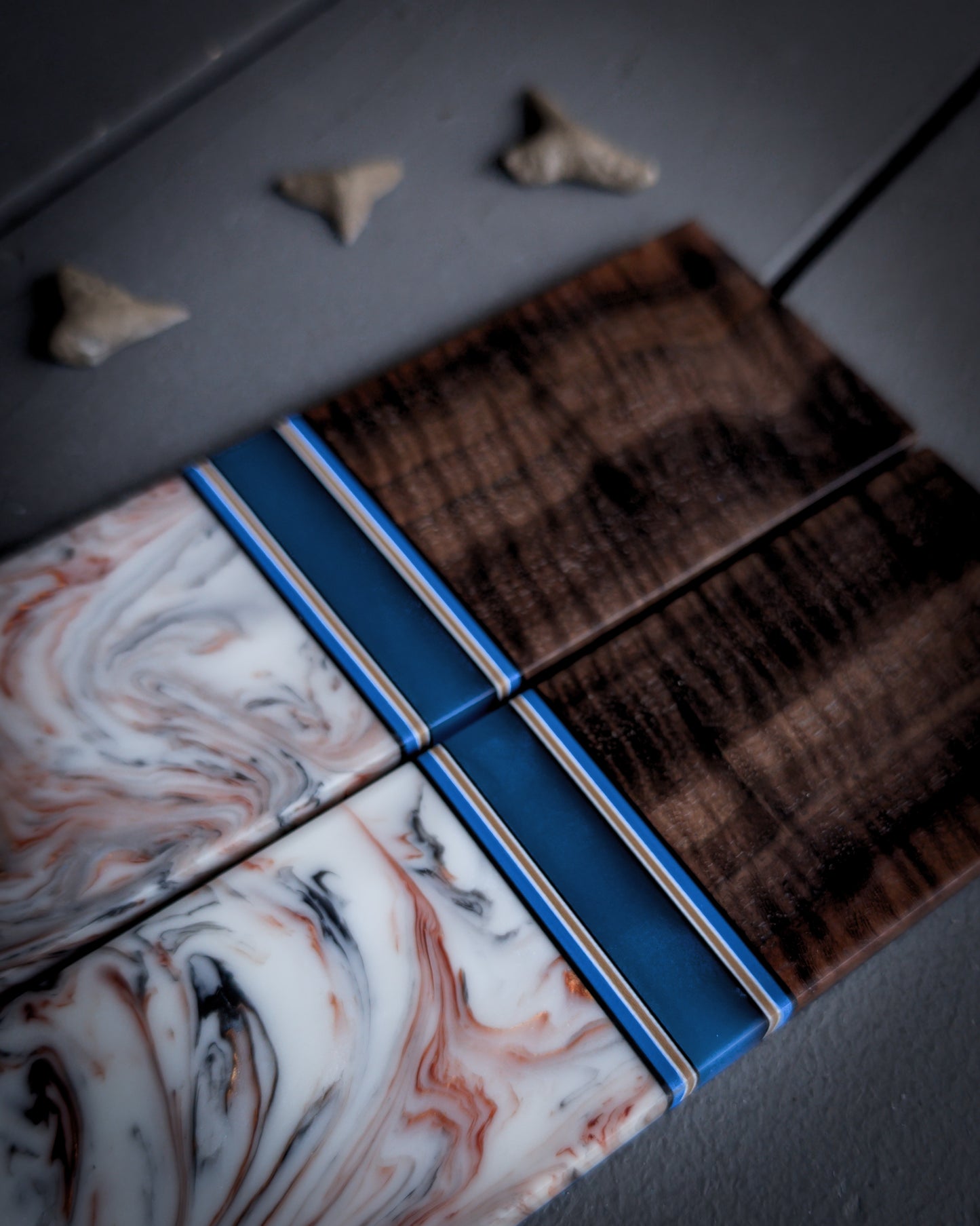 White Copper Storm - Segmented Knife Scales
