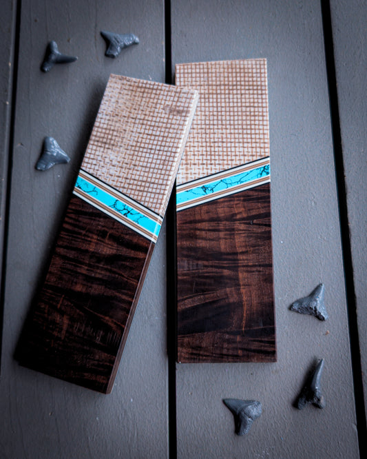 Dark Scribe in Teal - Combo Knife Scales
