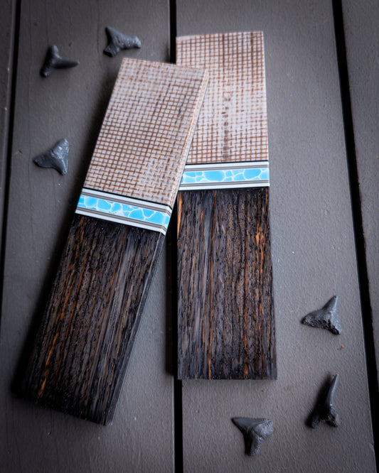 Dark Scribe in Blue - Combo Knife Scales