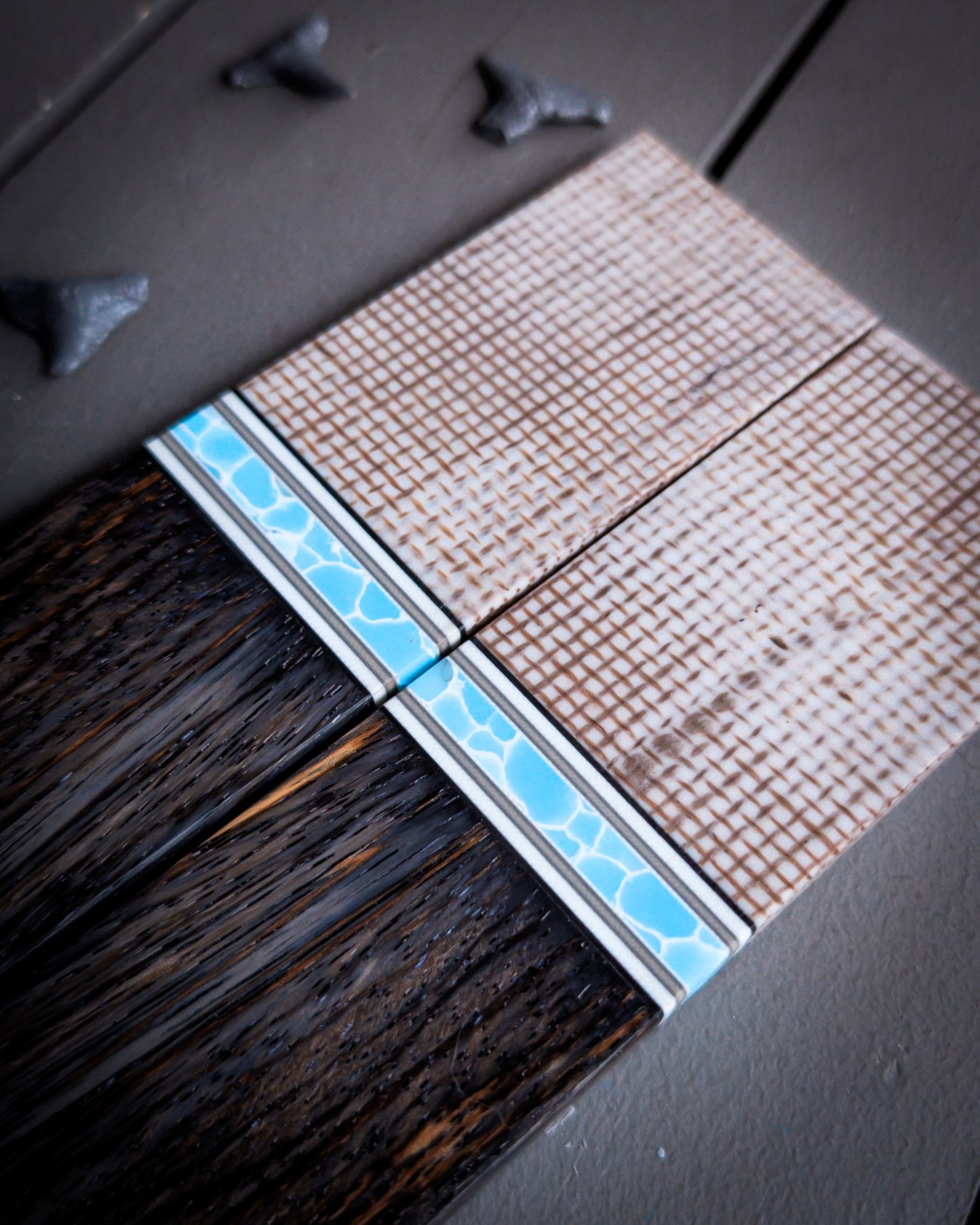 Dark Scribe in Blue - Combo Knife Scales