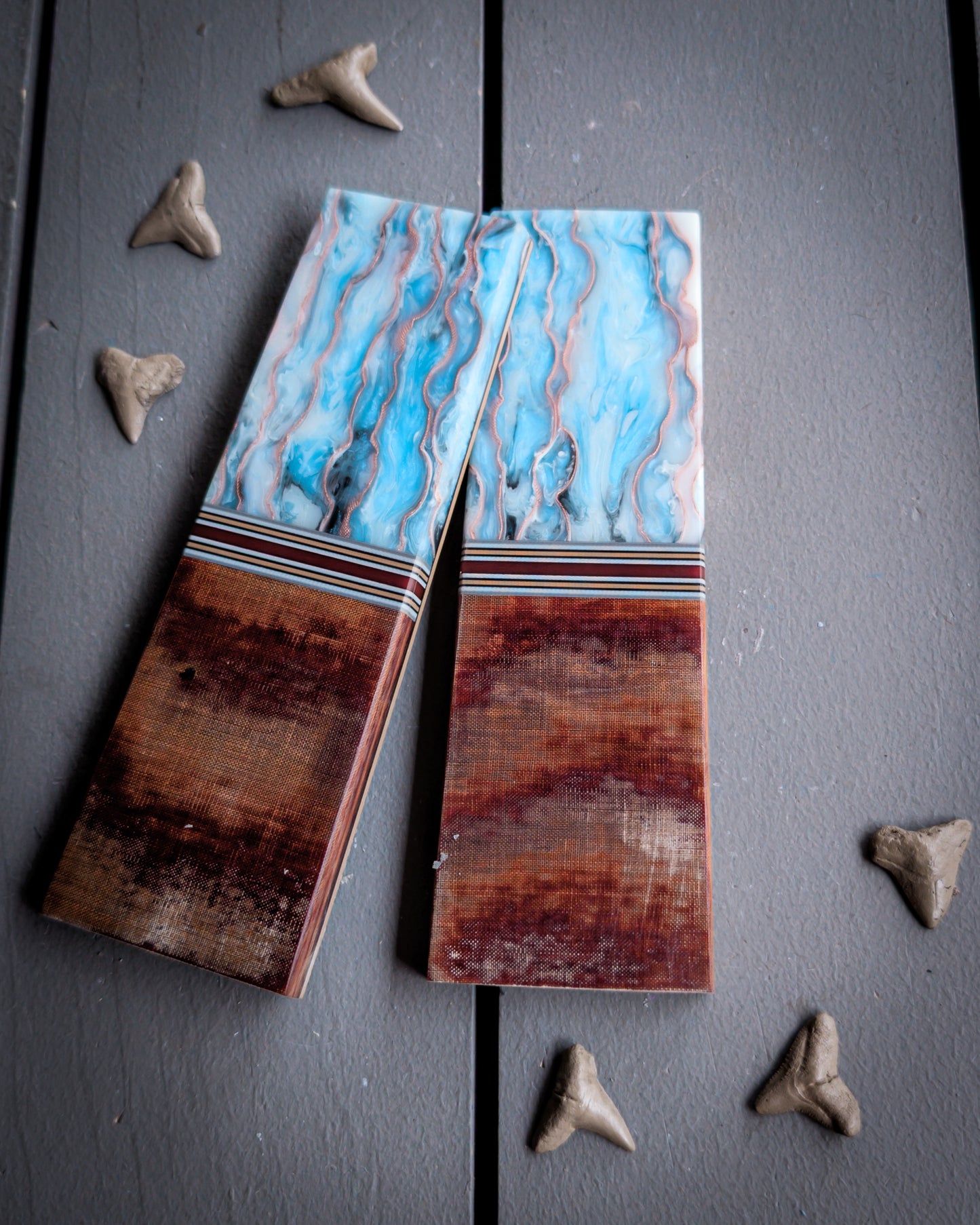 Blue Whiskey Barrel - Segmented Knife Scales