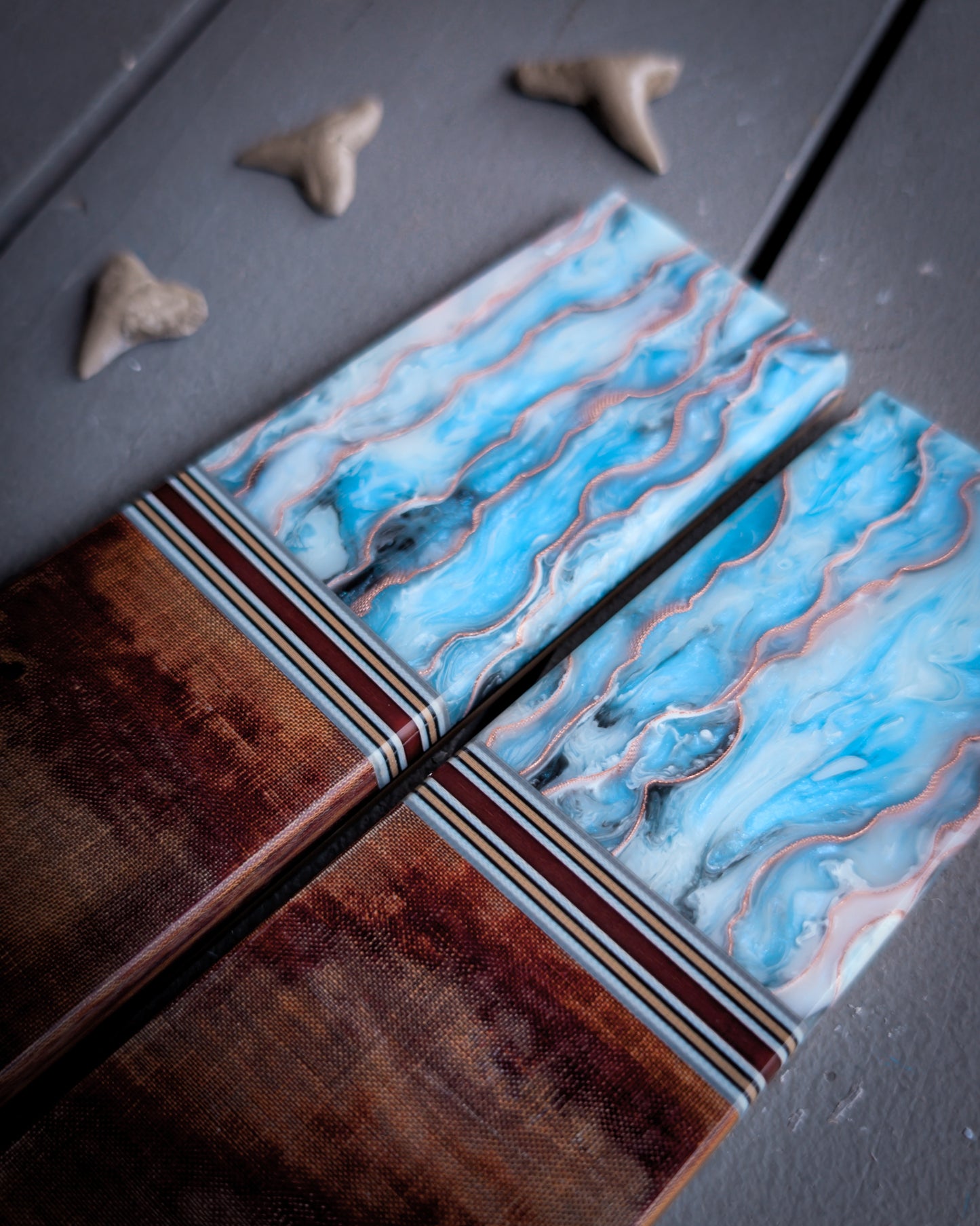 Blue Whiskey Barrel - Segmented Knife Scales