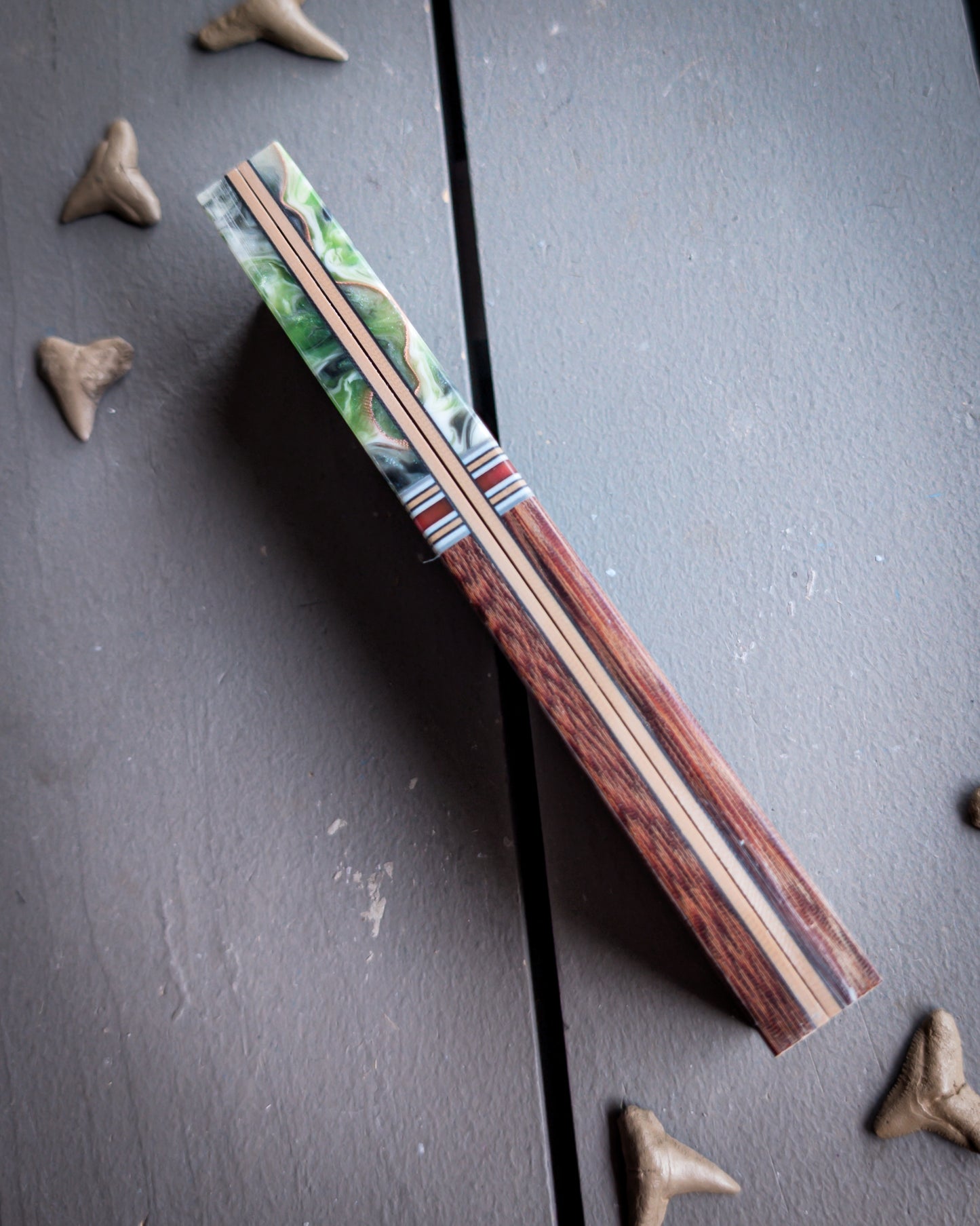 Green Whiskey Barrel - Segmented Knife Scales