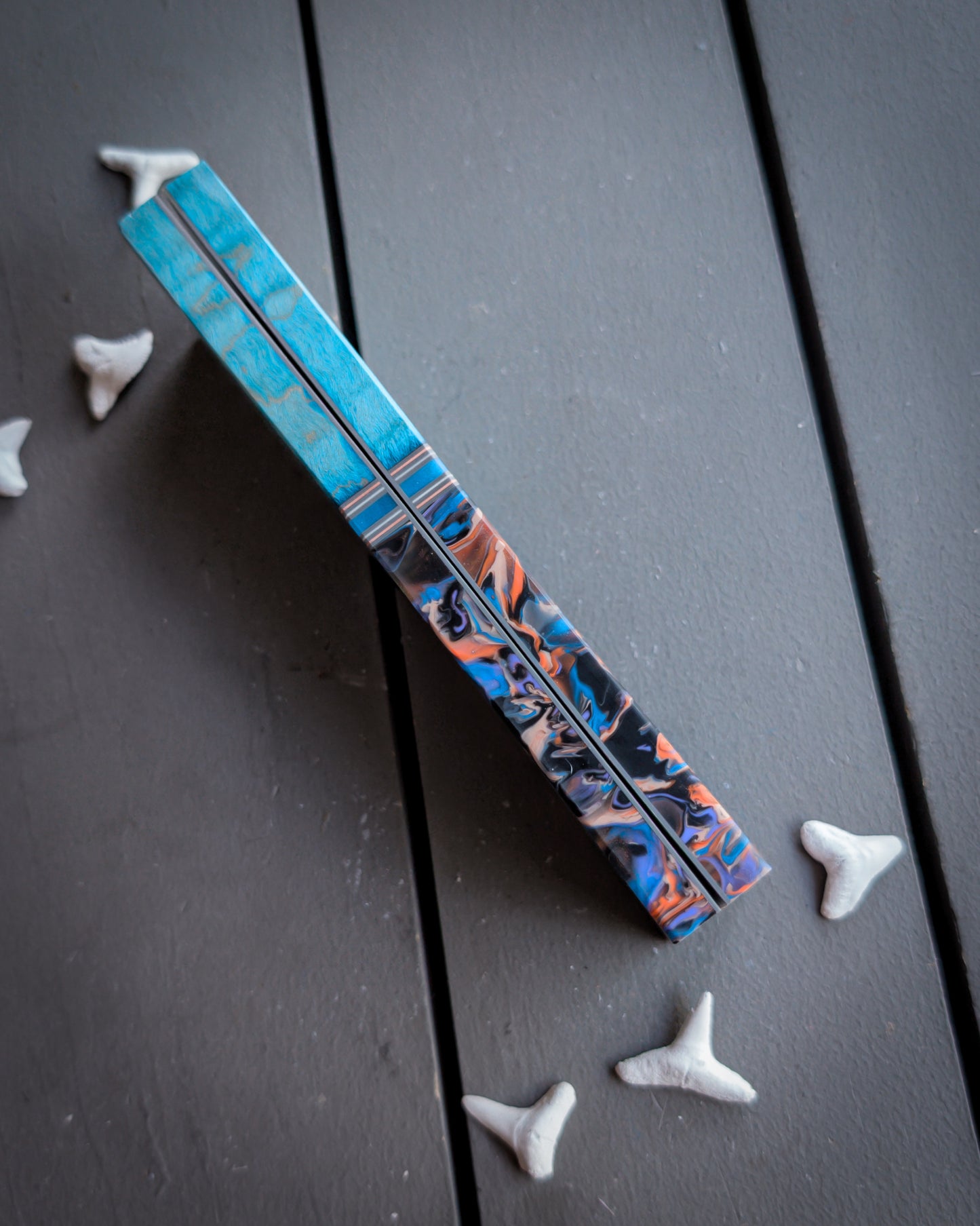 Turquoise Nebula - Segmented Knife Scales