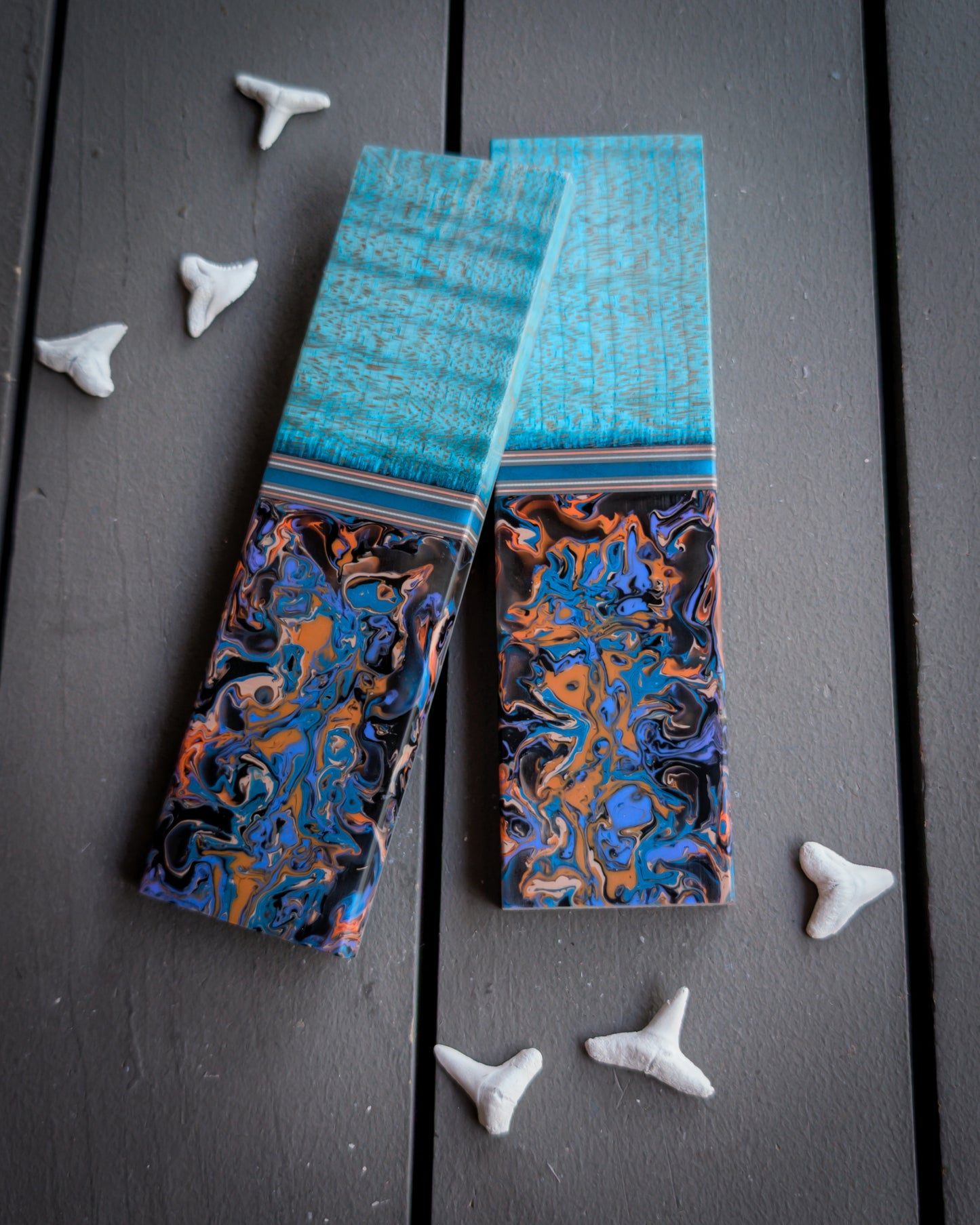 Turquoise Nebula - Segmented Knife Scales