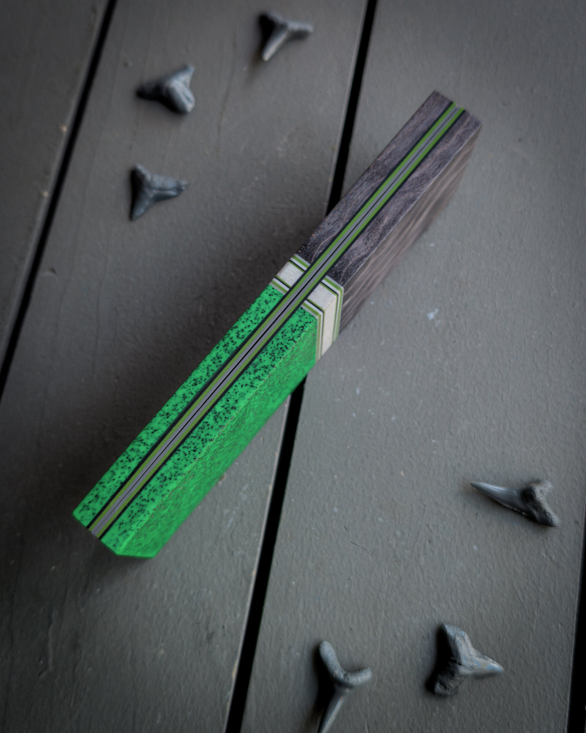 Lady Shark in Green - Combo Knife Scales