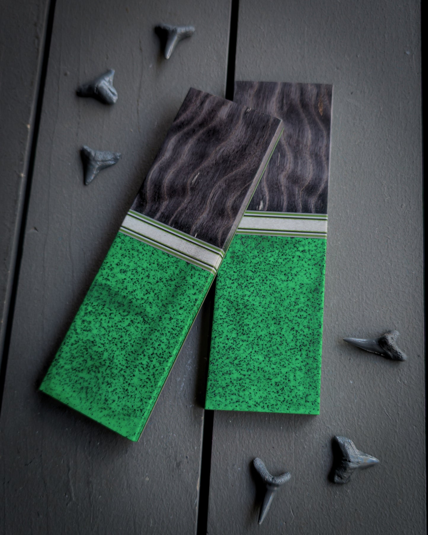 Lady Shark in Green - Combo Knife Scales