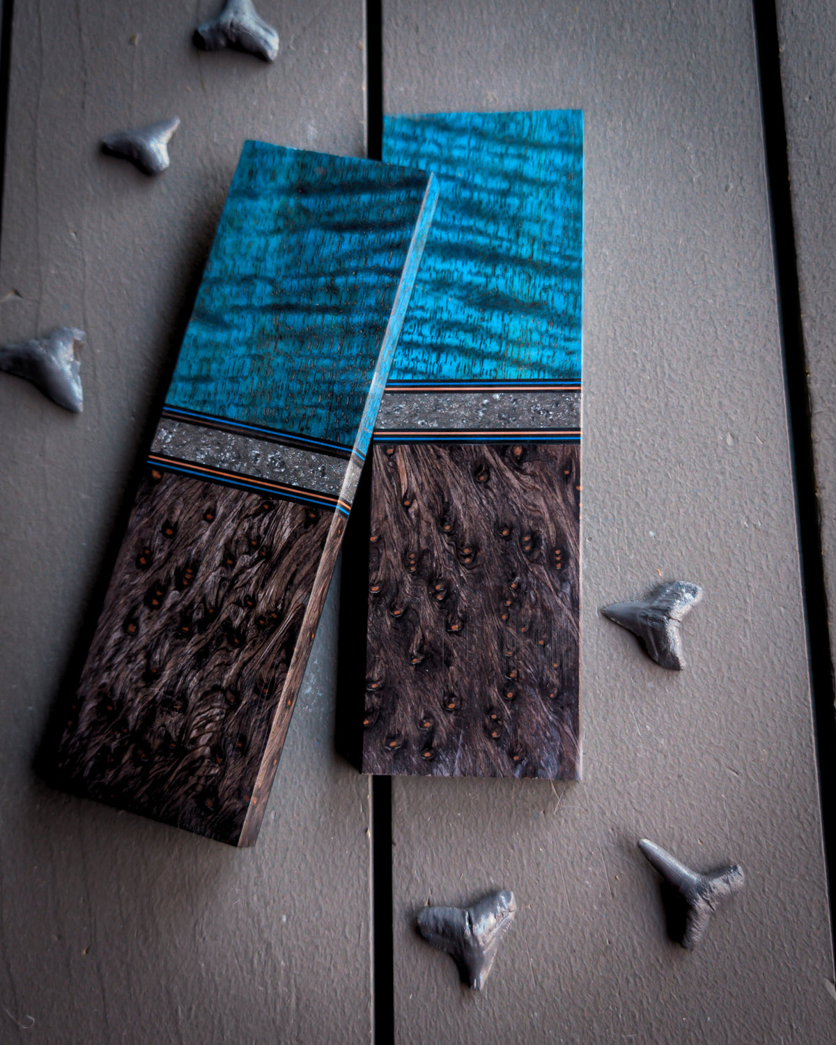 Blue Mango and Starlight - Segmented Knife Scales